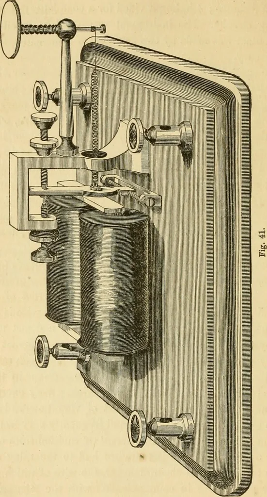 An illustration from History, theory, and practice of the electric telegraph, 1866, leaf 101