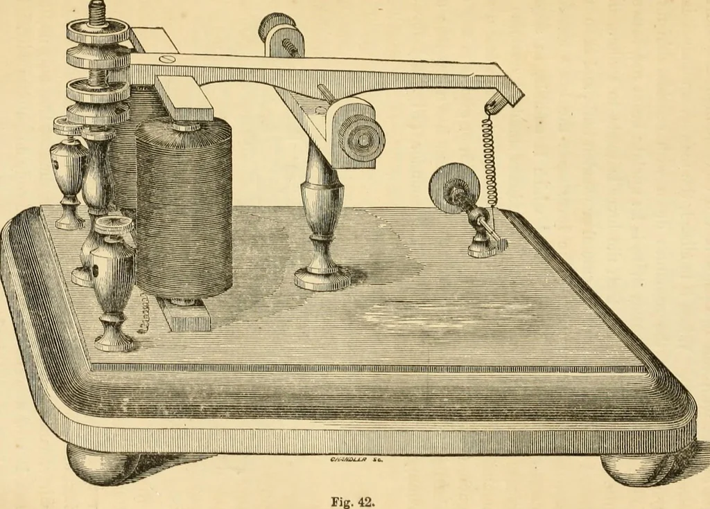 An illustration from History, theory, and practice of the electric telegraph, 1866, leaf 110