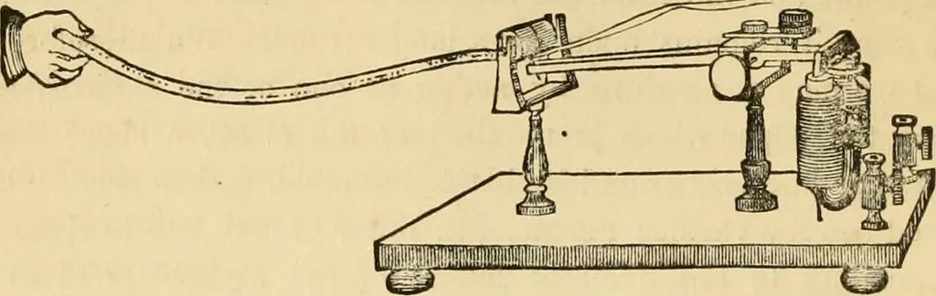 An illustration from History, theory, and practice of the electric telegraph, 1866, leaf 95
