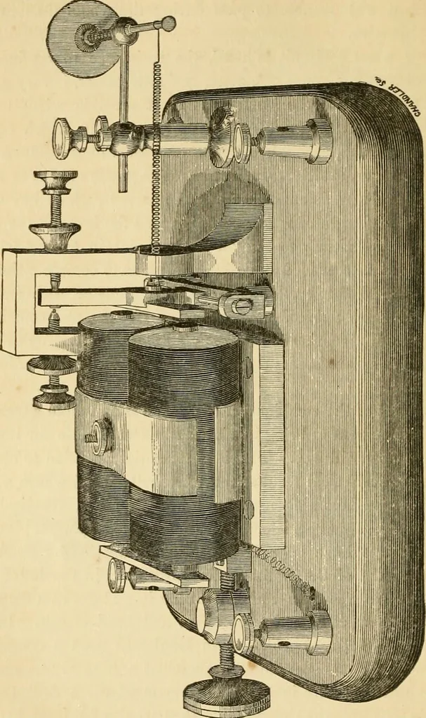 An illustration from History, theory, and practice of the electric telegraph, 1866, leaf 99