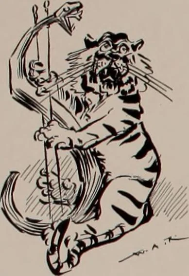 An illustration from Hits at politics : a series of cartoons / by W.A. Rogers., 1899, leaf 11