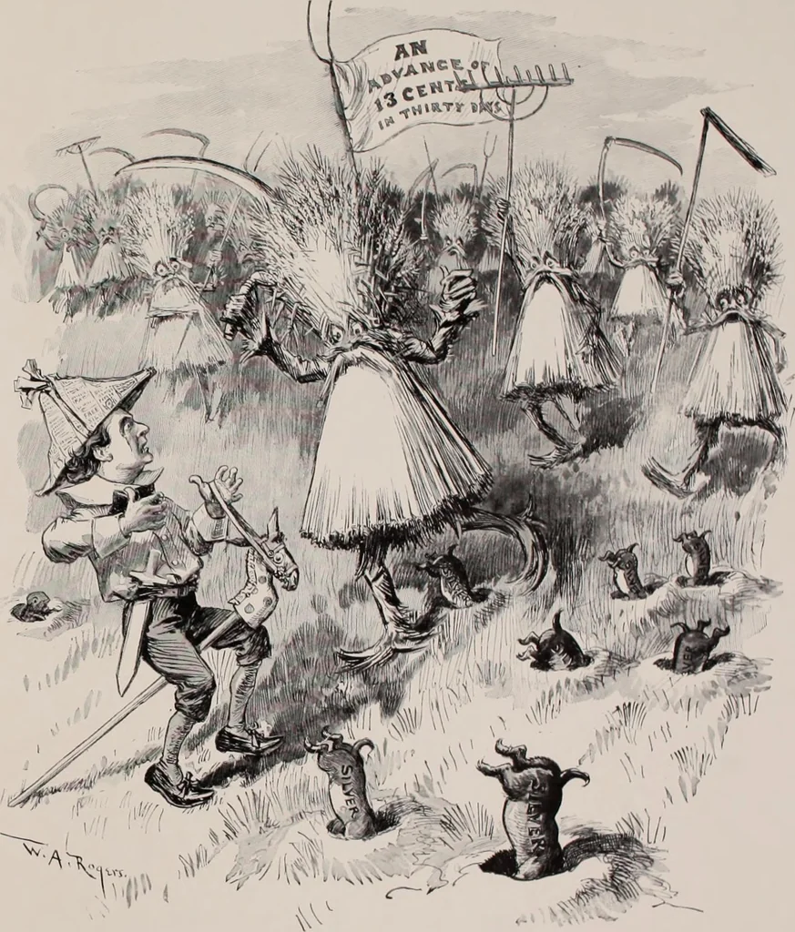 An illustration from Hits at politics : a series of cartoons / by W.A. Rogers., 1899, leaf 116
