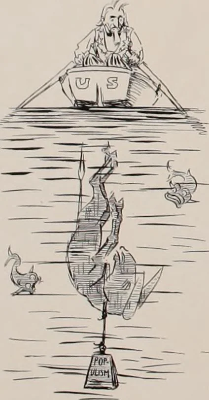 An illustration from Hits at politics : a series of cartoons / by W.A. Rogers., 1899, leaf 119