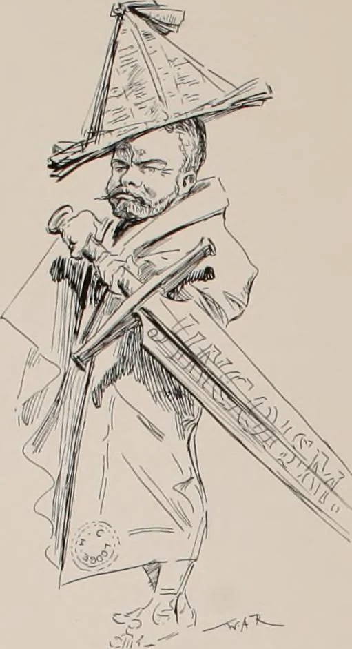 An illustration from Hits at politics : a series of cartoons / by W.A. Rogers., 1899, leaf 121