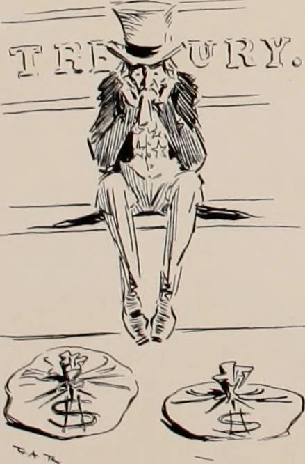 An illustration from Hits at politics : a series of cartoons / by W.A. Rogers., 1899, leaf 137