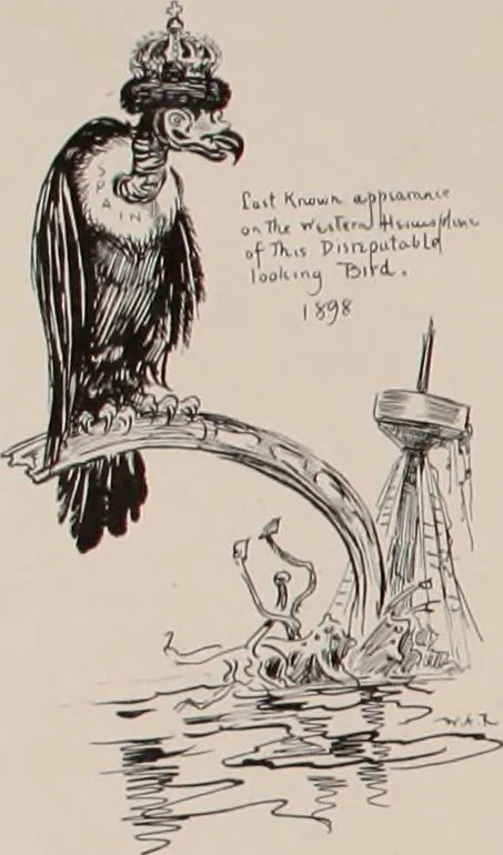 An illustration from Hits at politics : a series of cartoons / by W.A. Rogers., 1899, leaf 143
