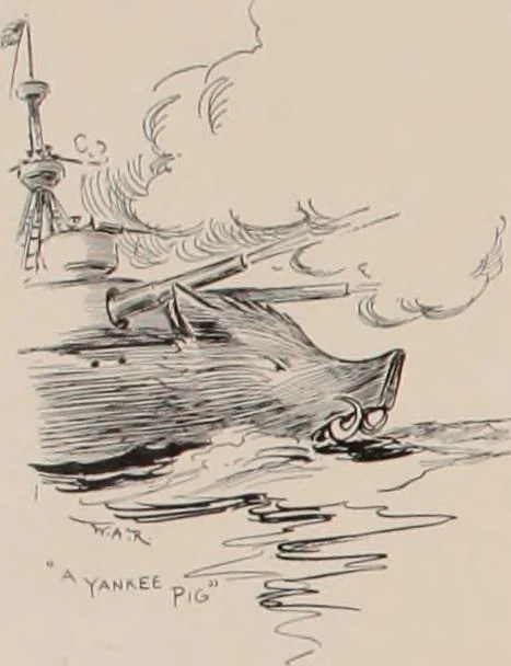 An illustration from Hits at politics : a series of cartoons / by W.A. Rogers., 1899, leaf 145