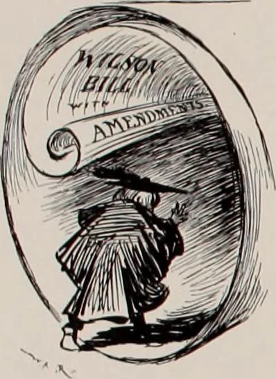 An illustration from Hits at politics : a series of cartoons / by W.A. Rogers., 1899, leaf 35