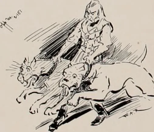 An illustration from Hits at politics : a series of cartoons / by W.A. Rogers., 1899, leaf 51