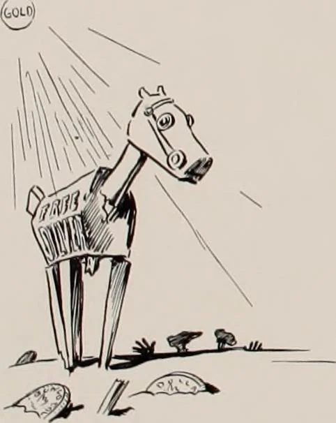 An illustration from Hits at politics : a series of cartoons / by W.A. Rogers., 1899, leaf 59