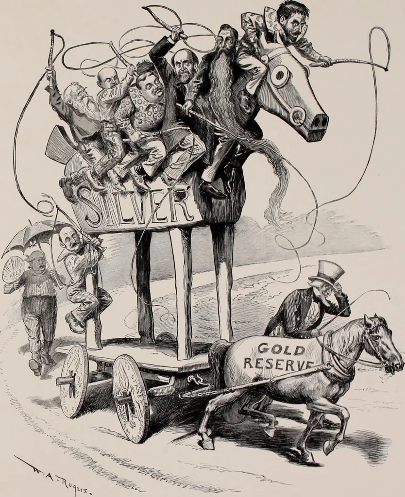 An illustration from Hits at politics : a series of cartoons / by W.A. Rogers., 1899, leaf 60