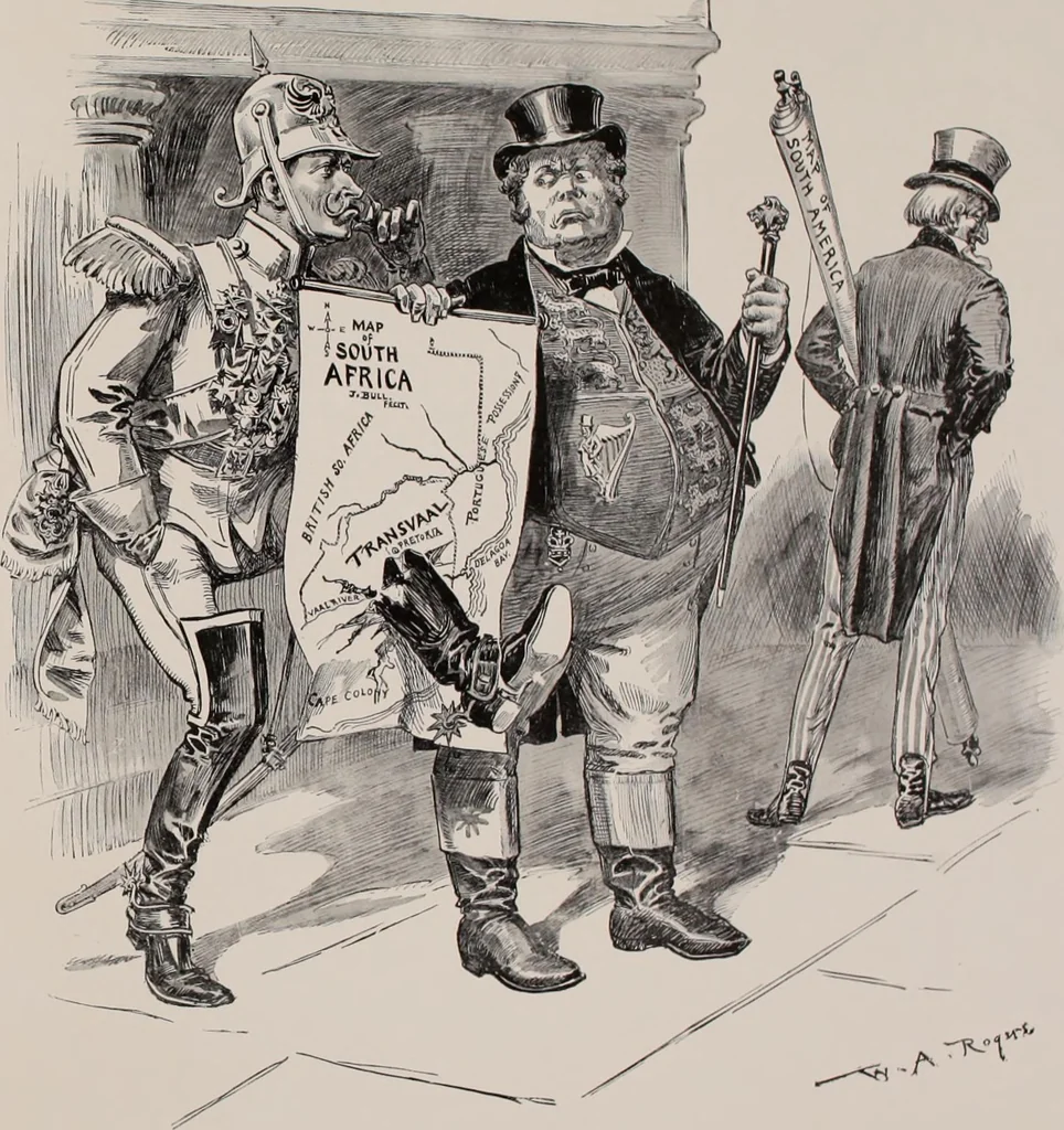 An illustration from Hits at politics : a series of cartoons / by W.A. Rogers., 1899, leaf 76