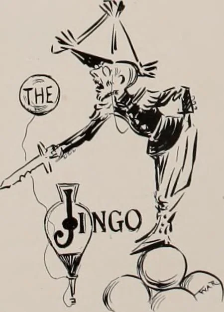 An illustration from Hits at politics : a series of cartoons / by W.A. Rogers., 1899, leaf 81