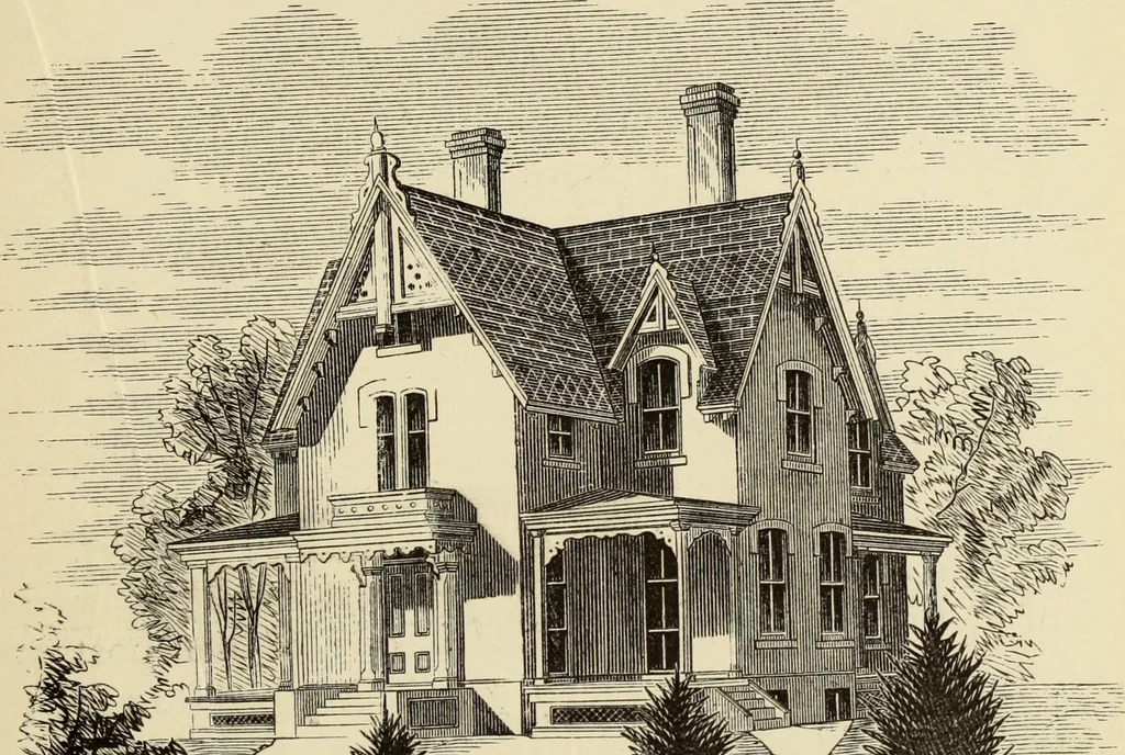 An illustration from Hobbs's architecture: containing designs and ground plans for villas, cottages and other edifices, both suburban and rural, adapted to the United States. With rules for criticism, and introduction, 1876, leaf 100