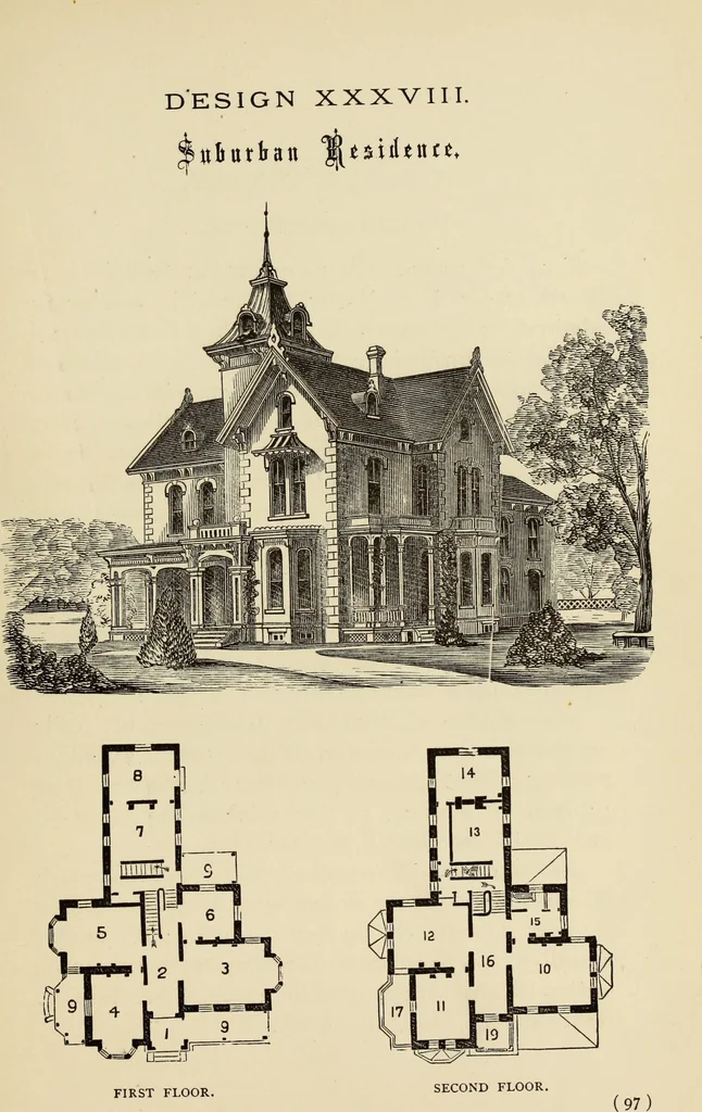 An illustration from Hobbs's architecture: containing designs and ground plans for villas, cottages and other edifices, both suburban and rural, adapted to the United States. With rules for criticism, and introduction, 1876, leaf 102