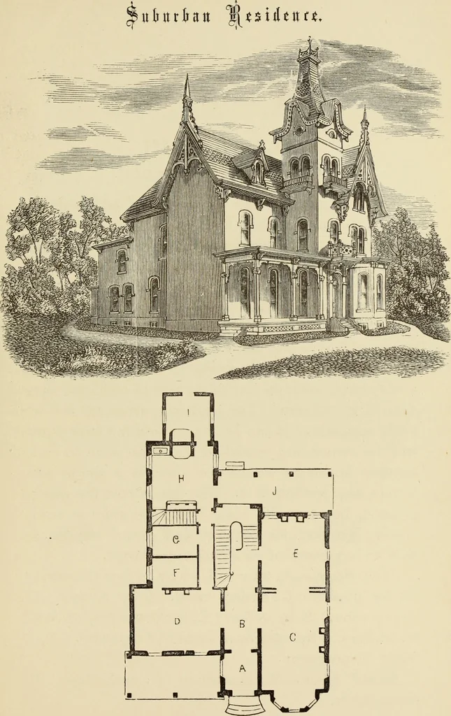 An illustration from Hobbs's architecture: containing designs and ground plans for villas, cottages and other edifices, both suburban and rural, adapted to the United States. With rules for criticism, and introduction, 1876, leaf 110