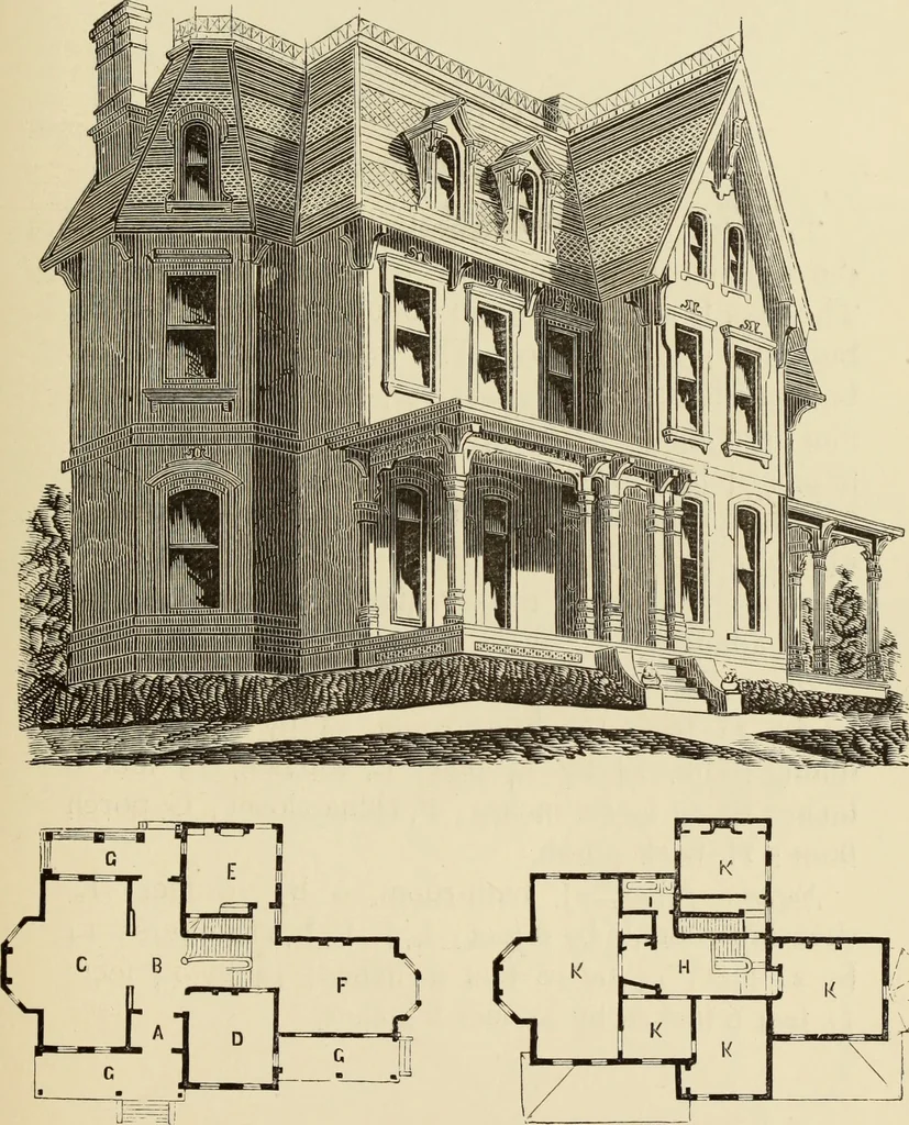 An illustration from Hobbs's architecture: containing designs and ground plans for villas, cottages and other edifices, both suburban and rural, adapted to the United States. With rules for criticism, and introduction, 1876, leaf 118
