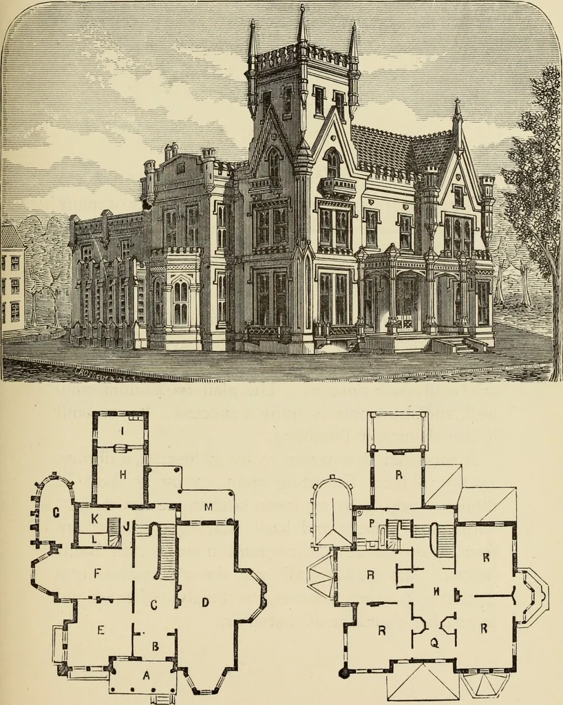 An illustration from Hobbs's architecture: containing designs and ground plans for villas, cottages and other edifices, both suburban and rural, adapted to the United States. With rules for criticism, and introduction, 1876, leaf 124