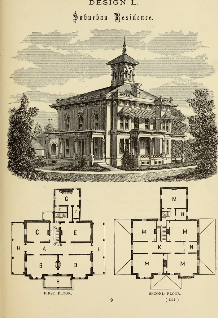 An illustration from Hobbs's architecture: containing designs and ground plans for villas, cottages and other edifices, both suburban and rural, adapted to the United States. With rules for criticism, and introduction, 1876, leaf 126