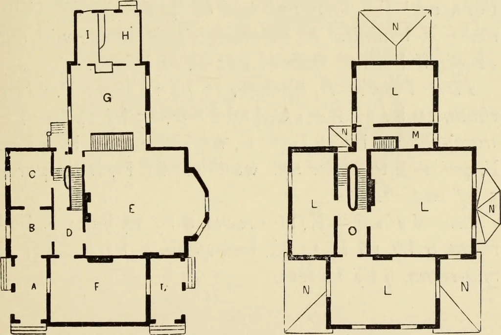 An illustration from Hobbs's architecture: containing designs and ground plans for villas, cottages and other edifices, both suburban and rural, adapted to the United States. With rules for criticism, and introduction, 1876, leaf 128