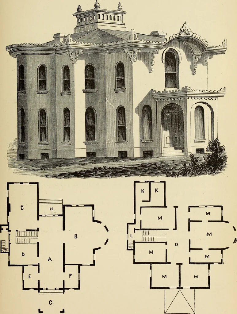 An illustration from Hobbs's architecture: containing designs and ground plans for villas, cottages and other edifices, both suburban and rural, adapted to the United States. With rules for criticism, and introduction, 1876, leaf 132