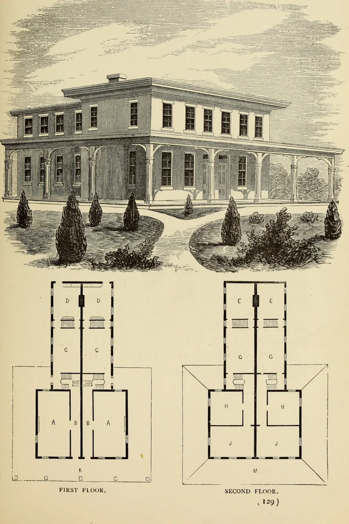An illustration from Hobbs's architecture: containing designs and ground plans for villas, cottages and other edifices, both suburban and rural, adapted to the United States. With rules for criticism, and introduction, 1876, leaf 134