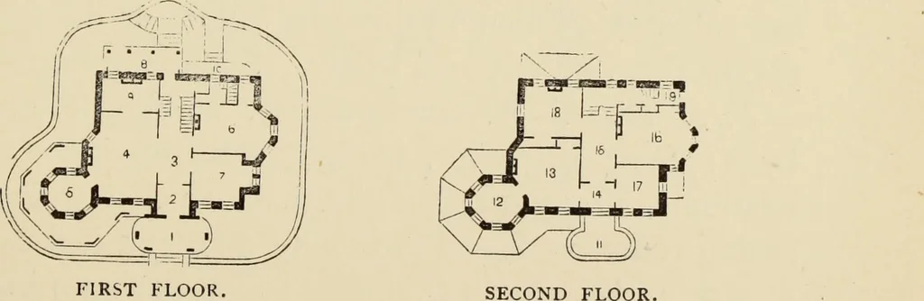 An illustration from Hobbs's architecture: containing designs and ground plans for villas, cottages and other edifices, both suburban and rural, adapted to the United States. With rules for criticism, and introduction, 1876, leaf 154