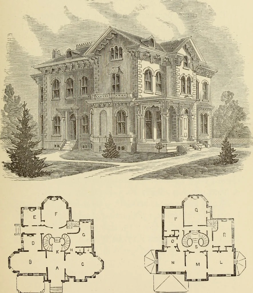 An illustration from Hobbs's architecture: containing designs and ground plans for villas, cottages and other edifices, both suburban and rural, adapted to the United States. With rules for criticism, and introduction, 1876, leaf 160