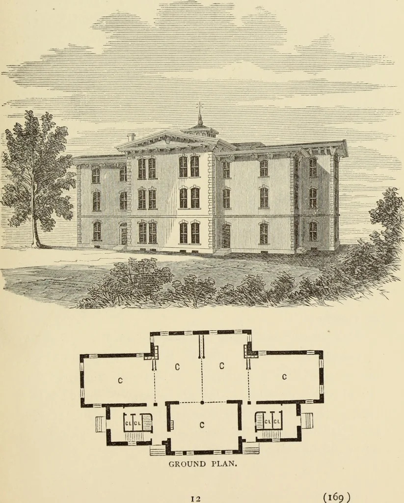 An illustration from Hobbs's architecture: containing designs and ground plans for villas, cottages and other edifices, both suburban and rural, adapted to the United States. With rules for criticism, and introduction, 1876, leaf 174