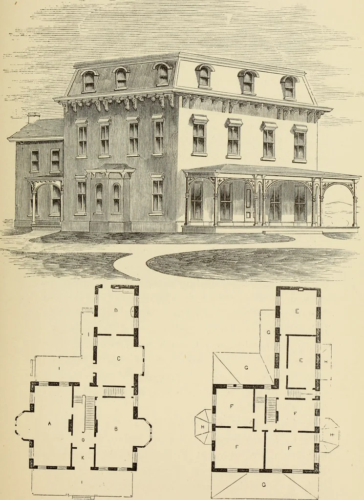 An illustration from Hobbs's architecture: containing designs and ground plans for villas, cottages and other edifices, both suburban and rural, adapted to the United States. With rules for criticism, and introduction, 1876, leaf 192