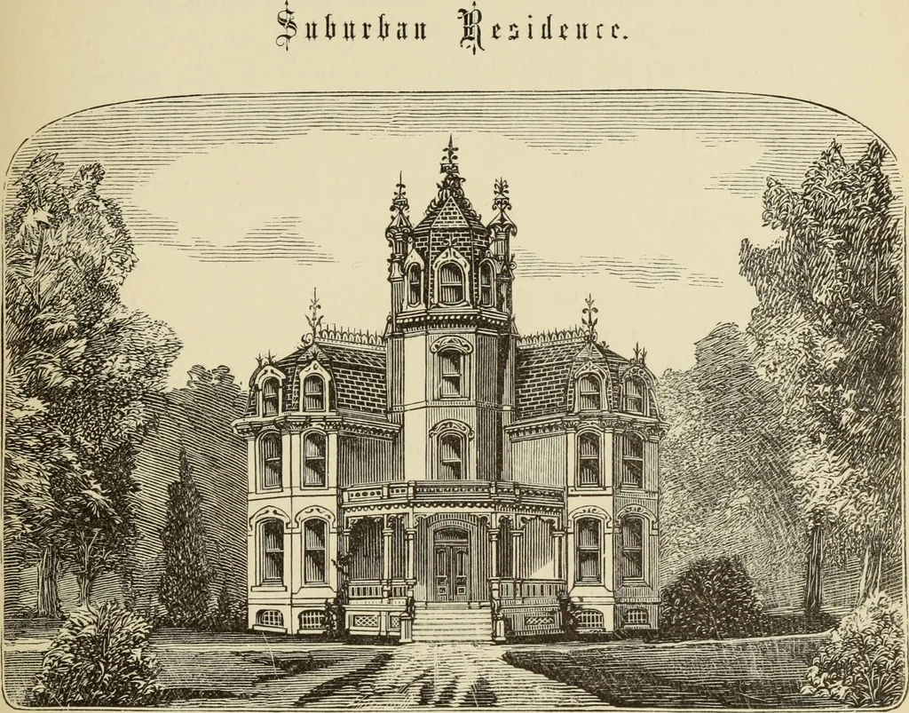 An illustration from Hobbs's architecture: containing designs and ground plans for villas, cottages and other edifices, both suburban and rural, adapted to the United States. With rules for criticism, and introduction, 1876, leaf 194