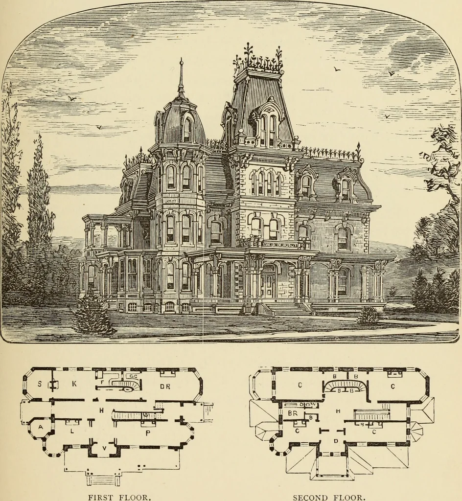 An illustration from Hobbs's architecture: containing designs and ground plans for villas, cottages and other edifices, both suburban and rural, adapted to the United States. With rules for criticism, and introduction, 1876, leaf 200