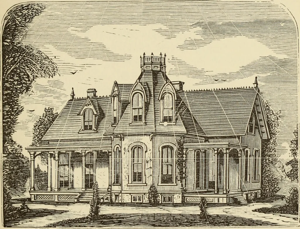 An illustration from Hobbs's architecture: containing designs and ground plans for villas, cottages and other edifices, both suburban and rural, adapted to the United States. With rules for criticism, and introduction, 1876, leaf 202