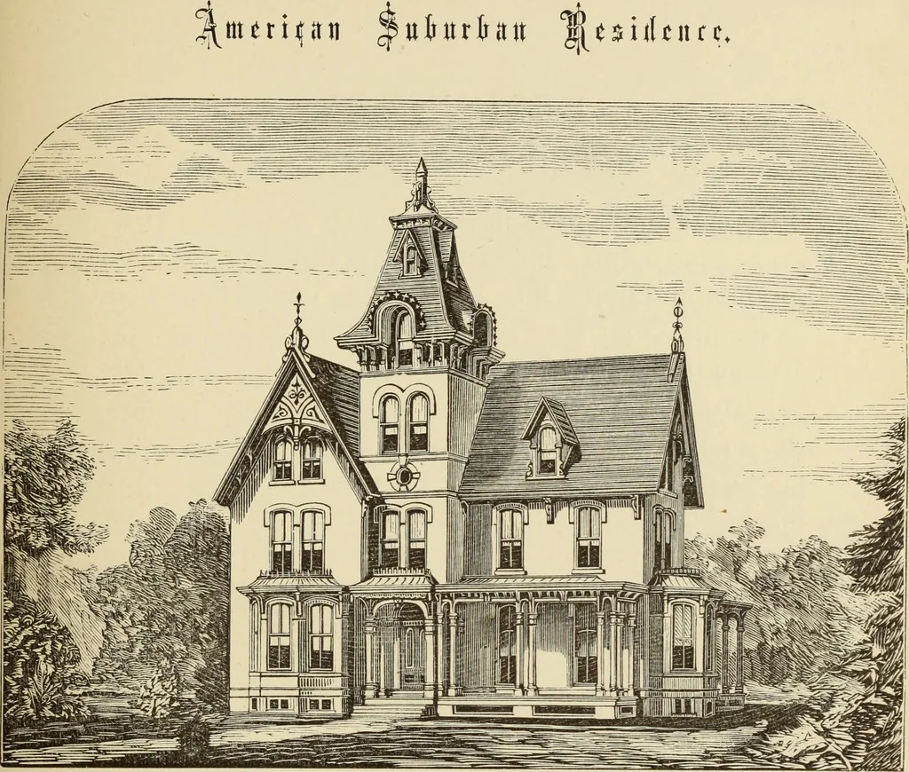 An illustration from Hobbs's architecture: containing designs and ground plans for villas, cottages and other edifices, both suburban and rural, adapted to the United States. With rules for criticism, and introduction, 1876, leaf 206