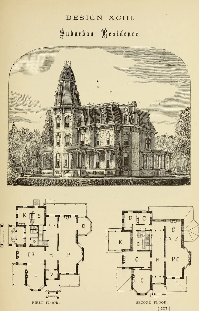 An illustration from Hobbs's architecture: containing designs and ground plans for villas, cottages and other edifices, both suburban and rural, adapted to the United States. With rules for criticism, and introduction, 1876, leaf 212