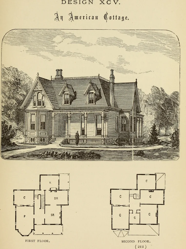 An illustration from Hobbs's architecture: containing designs and ground plans for villas, cottages and other edifices, both suburban and rural, adapted to the United States. With rules for criticism, and introduction, 1876, leaf 216