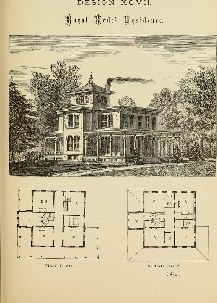 An illustration from Hobbs's architecture: containing designs and ground plans for villas, cottages and other edifices, both suburban and rural, adapted to the United States. With rules for criticism, and introduction, 1876, leaf 220