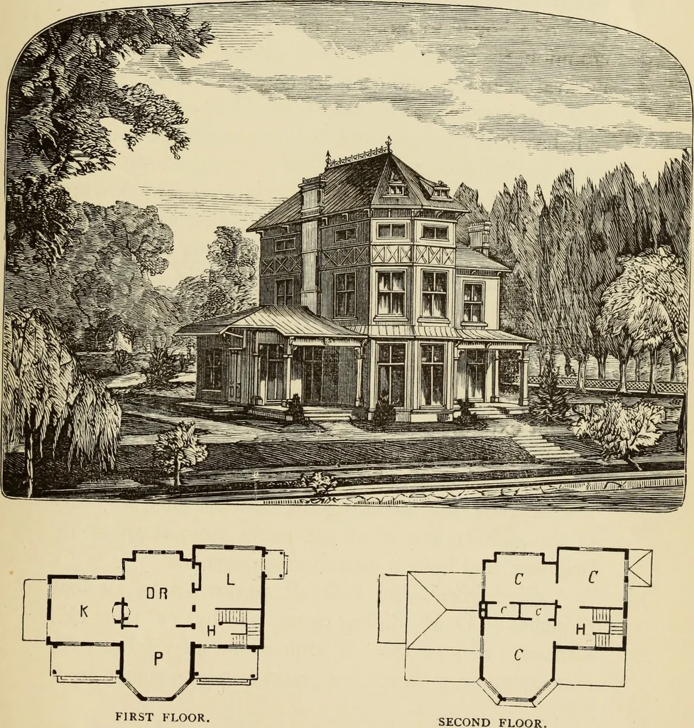 An illustration from Hobbs's architecture: containing designs and ground plans for villas, cottages and other edifices, both suburban and rural, adapted to the United States. With rules for criticism, and introduction, 1876, leaf 224