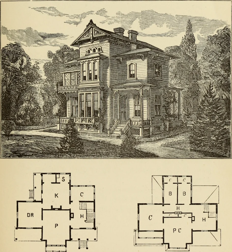 An illustration from Hobbs's architecture: containing designs and ground plans for villas, cottages and other edifices, both suburban and rural, adapted to the United States. With rules for criticism, and introduction, 1876, leaf 226