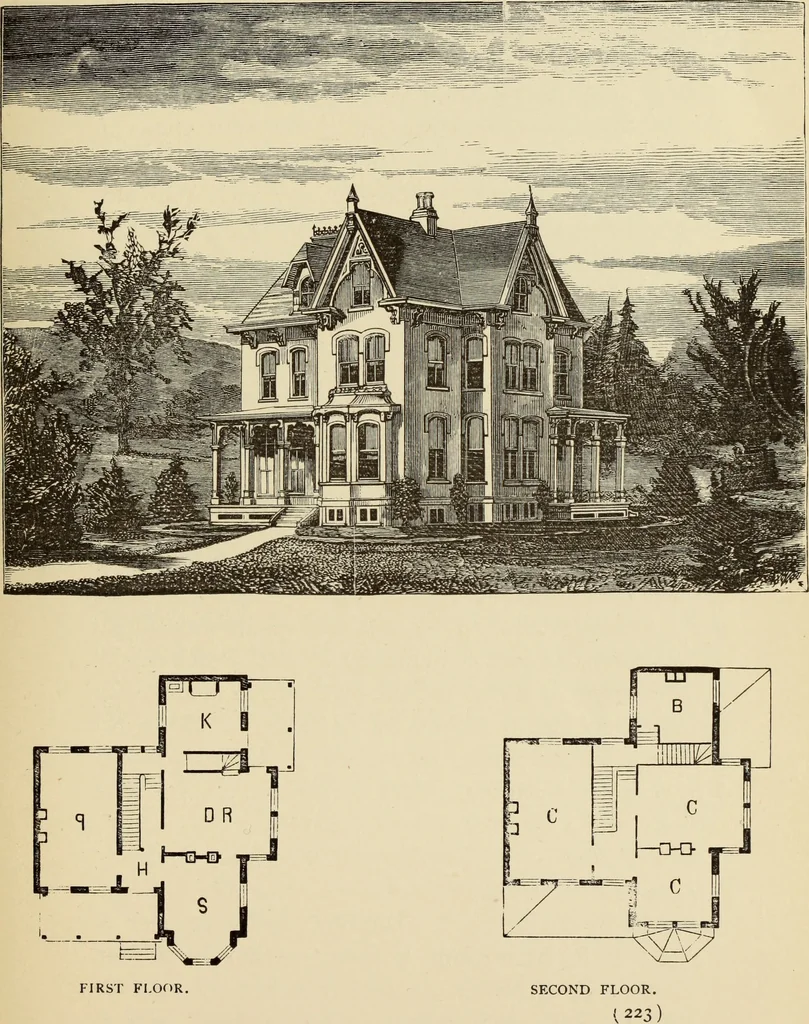 An illustration from Hobbs's architecture: containing designs and ground plans for villas, cottages and other edifices, both suburban and rural, adapted to the United States. With rules for criticism, and introduction, 1876, leaf 228