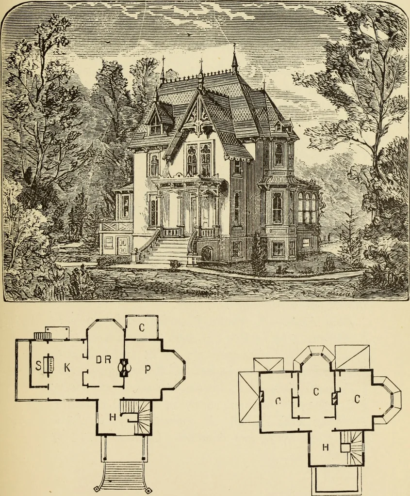 An illustration from Hobbs's architecture: containing designs and ground plans for villas, cottages and other edifices, both suburban and rural, adapted to the United States. With rules for criticism, and introduction, 1876, leaf 232