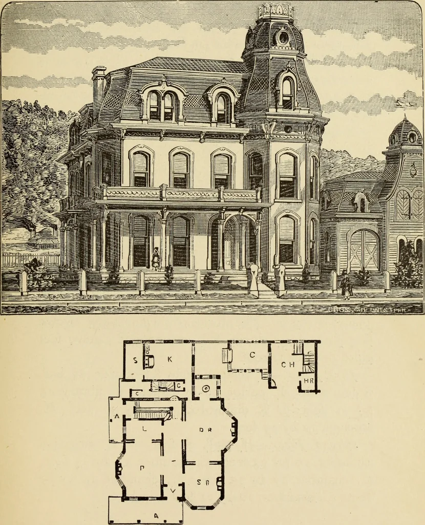An illustration from Hobbs's architecture: containing designs and ground plans for villas, cottages and other edifices, both suburban and rural, adapted to the United States. With rules for criticism, and introduction, 1876, leaf 236