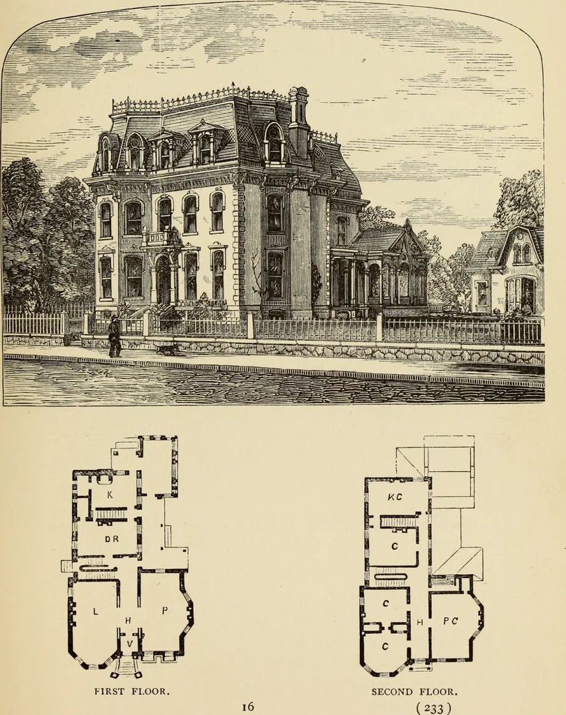 An illustration from Hobbs's architecture: containing designs and ground plans for villas, cottages and other edifices, both suburban and rural, adapted to the United States. With rules for criticism, and introduction, 1876, leaf 238