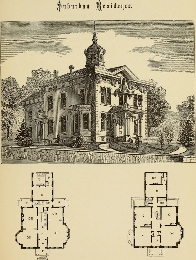 An illustration from Hobbs's architecture: containing designs and ground plans for villas, cottages and other edifices, both suburban and rural, adapted to the United States. With rules for criticism, and introduction, 1876, leaf 252
