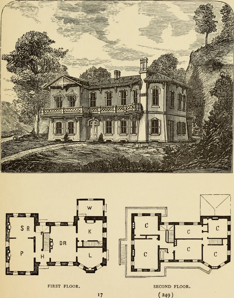An illustration from Hobbs's architecture: containing designs and ground plans for villas, cottages and other edifices, both suburban and rural, adapted to the United States. With rules for criticism, and introduction, 1876, leaf 254
