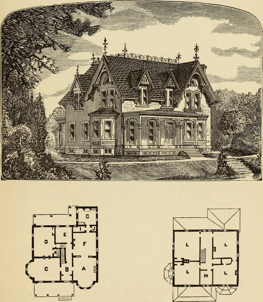 An illustration from Hobbs's architecture: containing designs and ground plans for villas, cottages and other edifices, both suburban and rural, adapted to the United States. With rules for criticism, and introduction, 1876, leaf 256