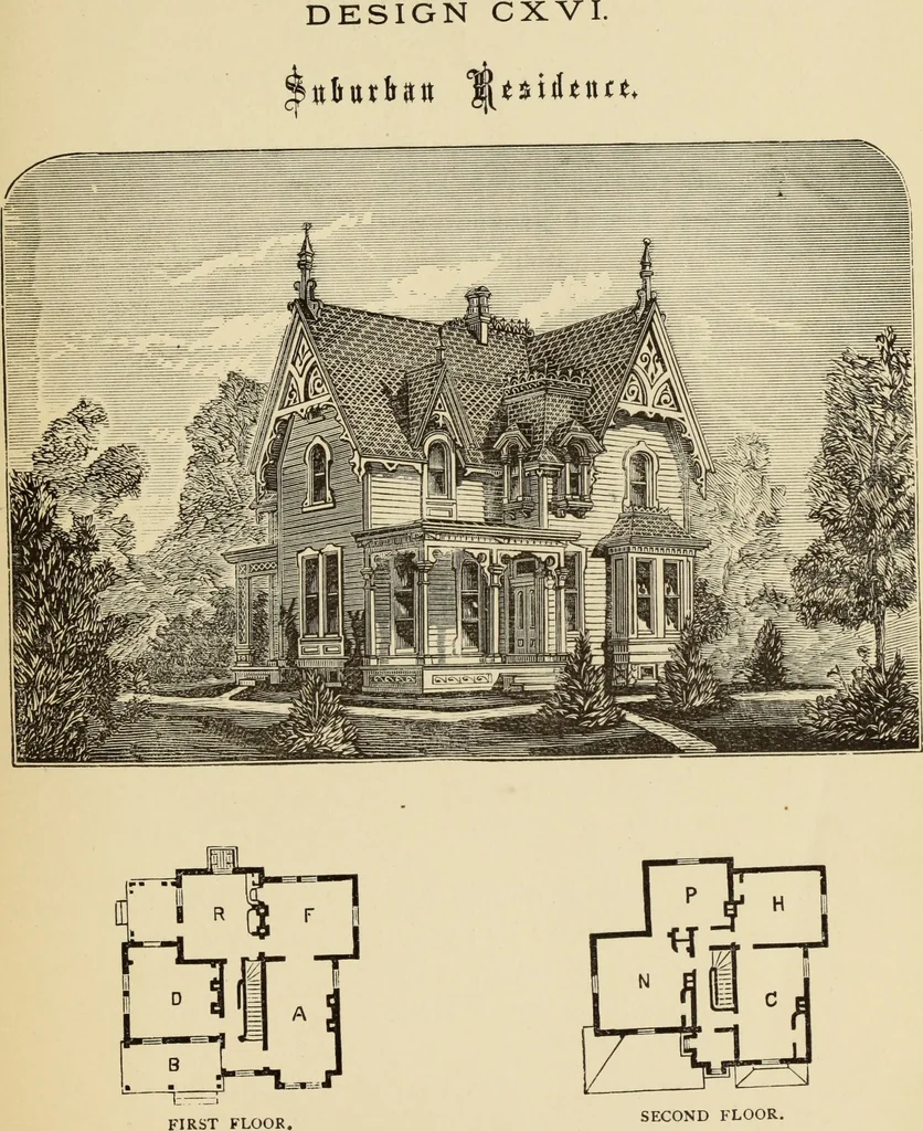 An illustration from Hobbs's architecture: containing designs and ground plans for villas, cottages and other edifices, both suburban and rural, adapted to the United States. With rules for criticism, and introduction, 1876, leaf 258