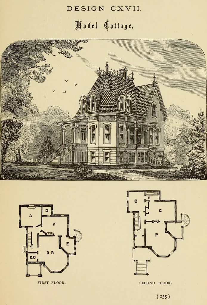 An illustration from Hobbs's architecture: containing designs and ground plans for villas, cottages and other edifices, both suburban and rural, adapted to the United States. With rules for criticism, and introduction, 1876, leaf 260