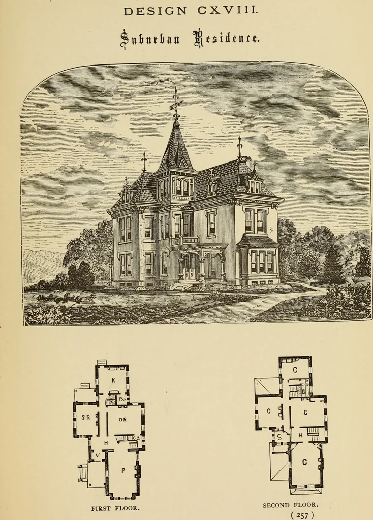 An illustration from Hobbs's architecture: containing designs and ground plans for villas, cottages and other edifices, both suburban and rural, adapted to the United States. With rules for criticism, and introduction, 1876, leaf 262