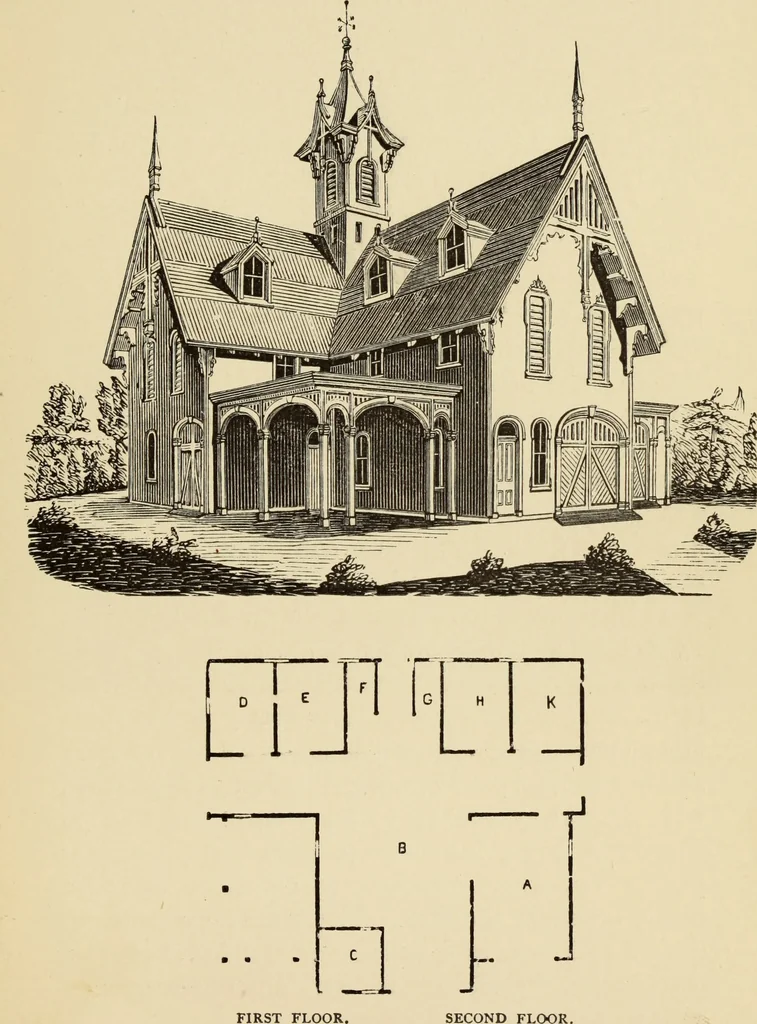 An illustration from Hobbs's architecture: containing designs and ground plans for villas, cottages and other edifices, both suburban and rural, adapted to the United States. With rules for criticism, and introduction, 1876, leaf 266